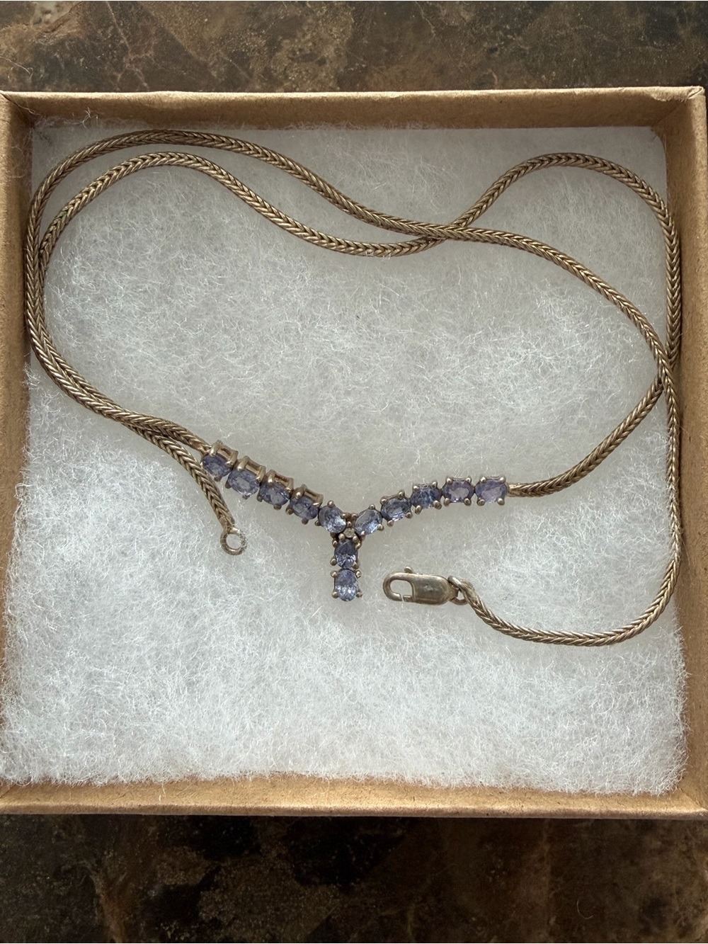Stamped Sterling Silver With Purple Tanzanite Gemstones. 18 inches Long.